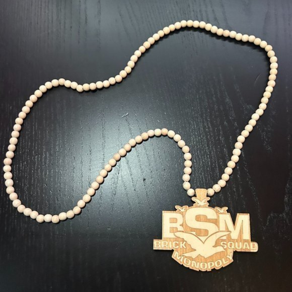 GoodWood NYC Brick Squad Monopoly‎ Necklace Wooden Pendant Wooden Beaded